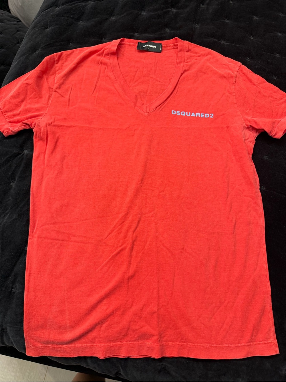 DSQUARED2 Red V-Neck Logo Tee
